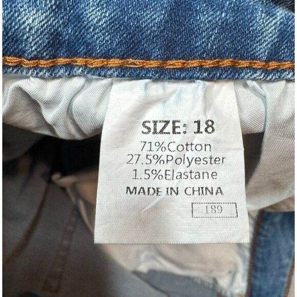 Sidefeel Jeans Distressed Medium Wash Straight Leg High Rise Stretch Women's 18 - Picture 8 of 8